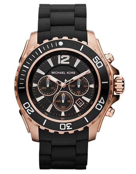 michael kors black watch band|Michael Kors black silicone watch.